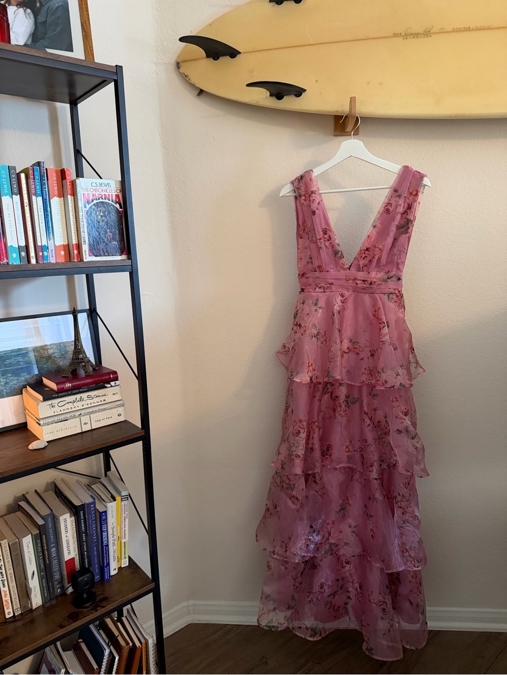 Lulu's Pink Floral Tiered V-Neck Maxi Dress